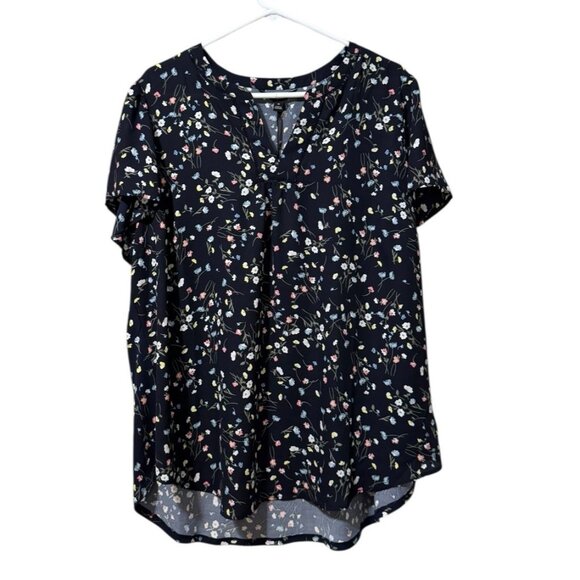 41 Hawthorn Women Size 2X Floral Popover Blouse Short Sleeve Recycled Material - Picture 1 of 13